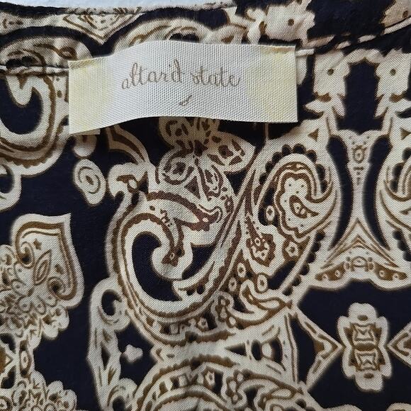 Alter'd State Blue Black Brown Tan Boho Mini Skater Dress Size Small - Picture 2 of 12